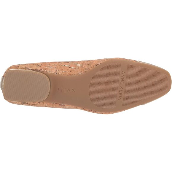 Anne Klein Womens Cork LeatherClosed Pointed ToePull-On Carlie Ballet Flat - Picture 4 of 7
